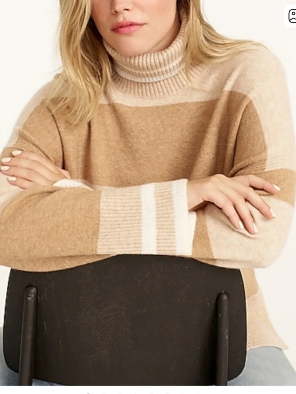 J.Crew Striped turtleneck sweater in Supersoft yarn - beige stripe XS